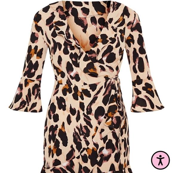 [prettylittlething] BNWT leopard print wrap tea dress #1 - Picture 2 of 13